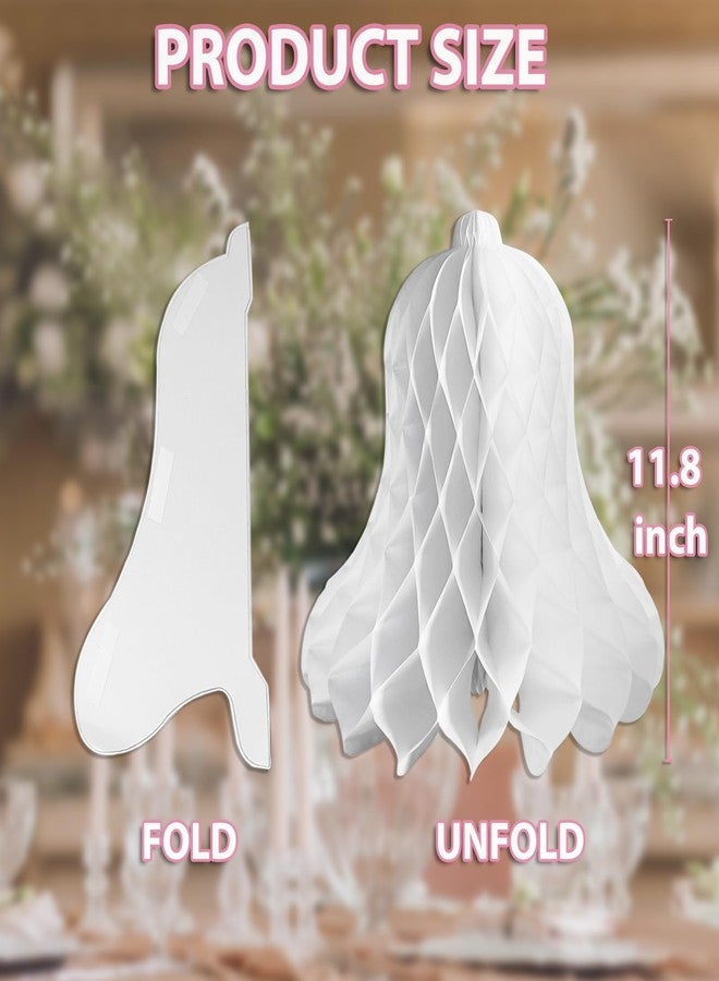 EaciTown 3 Pcs Paper Wedding Bells 12 inch Large Bridal Hanging Paper Bells Engagement Honeycomb Bells for Wedding Proposal Engagement - Image 2